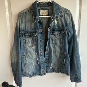 Ashley Vintage Charm Distressed Denim Jacket with Button Front